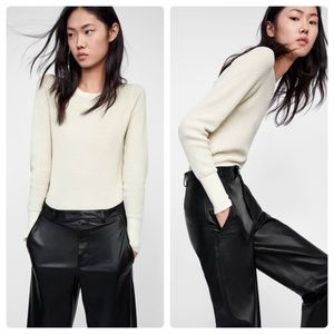 NWT Zara Knit Cream Sweater Crewneck
